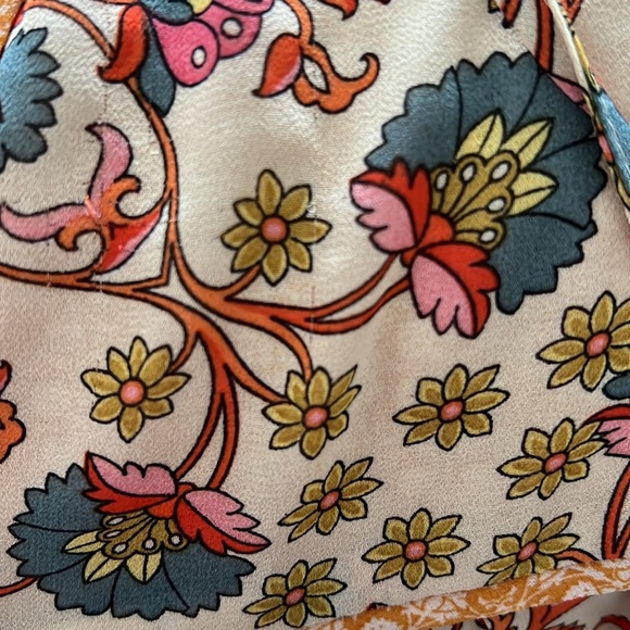 DR2 Mixed Print Bell Sleeve Chiffon Peasant Top XS - Boho Floral Lightweight - Picture 9 of 9